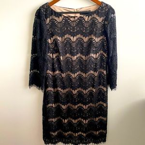 Jessica Howard Dress Sz 8 Black Lace Boat Neck
Lined Lace Back Zipper